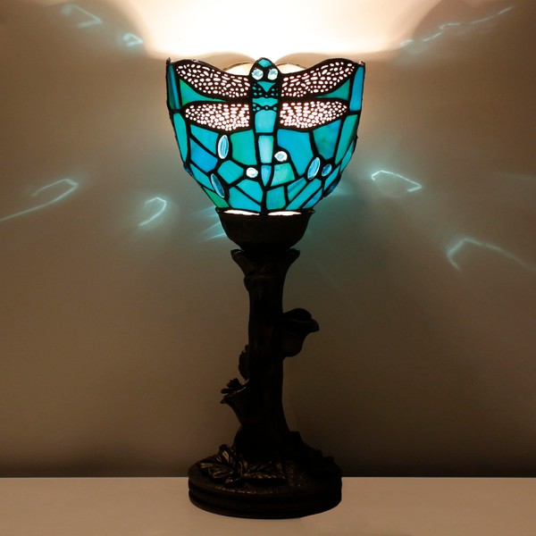AVIVADIRECT Small Tiffany Lamp Stained Glass Table Lamp Desk Uplight