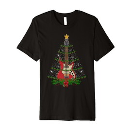 Christmas Guitar Tree Funny Music Loves Xmas Lights Gifts Premium T-Shirt