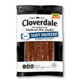 Cloverdale Tangy Snackers Beef Summer Sausage Stick 6 Ounce - Mini Snacking Summer Sausages, Soft Bite Beef Sticks, All Beef Summer Sausage Sticks