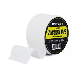 SPORTTAPE Zinc Oxide Tape - 3.8cm x 10m | White Sports Strapping Tape | Ankle Tape for Stability, Blister Prevention for Foot | Boxing, Rugby & Football Athletic Tape for Sports Injury