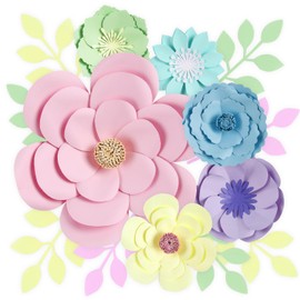 16 Pcs Pastel Floral Paper Flowers Decorations for Wall Monogram Sign Decorations Rainbow Macaron 3D Flowers for Birthday, Party Photo Backdrops, Classrooms Decorations, Bridal Shower, Baby Shower