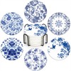 BaHomeck Absorbent Coasters for Drink Set of 6,Bule and White