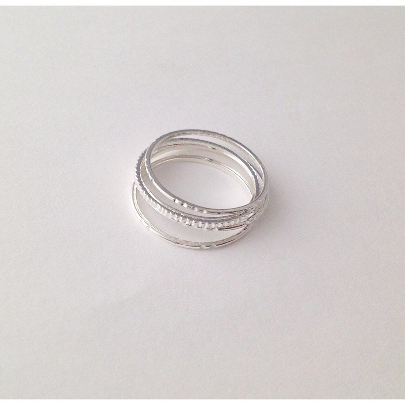 Sterling Silver Ring Thin Silver Ring Set of 5 Silver