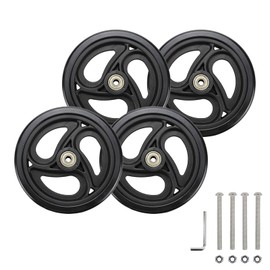 Wealrit Black Solid Walker Wheels Replacement - 6 Inch Drive Rollator Wheels (Pack of 4)