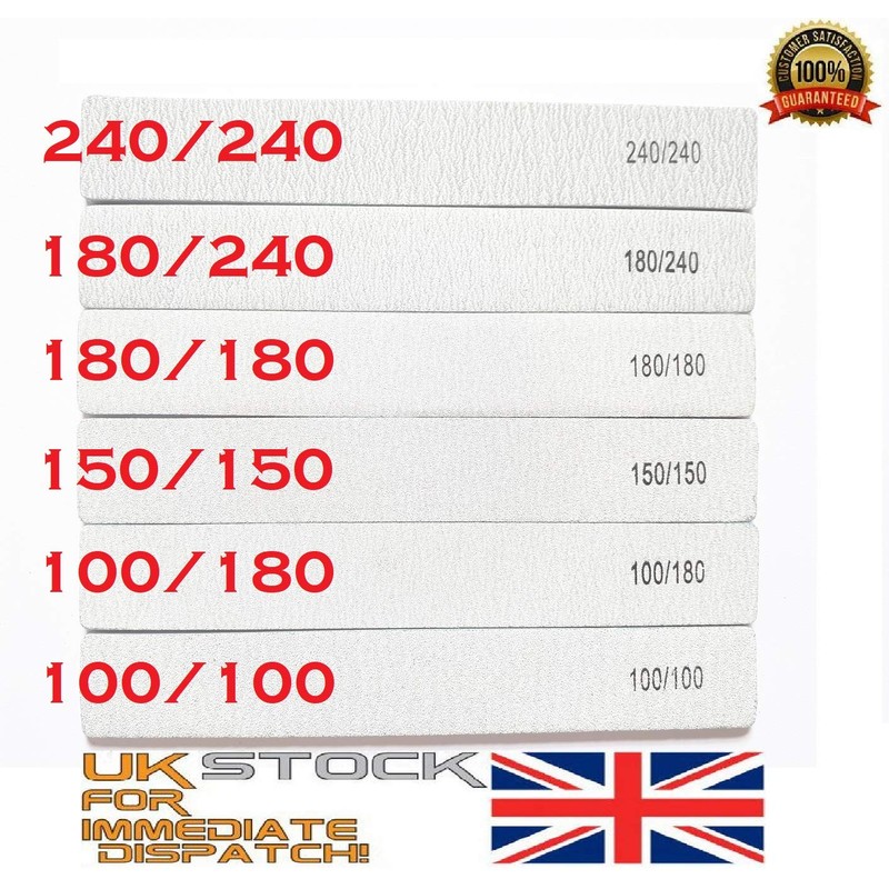 8X Nail Files Zebra Shape Square (Rectangle) Chose GRIT Double