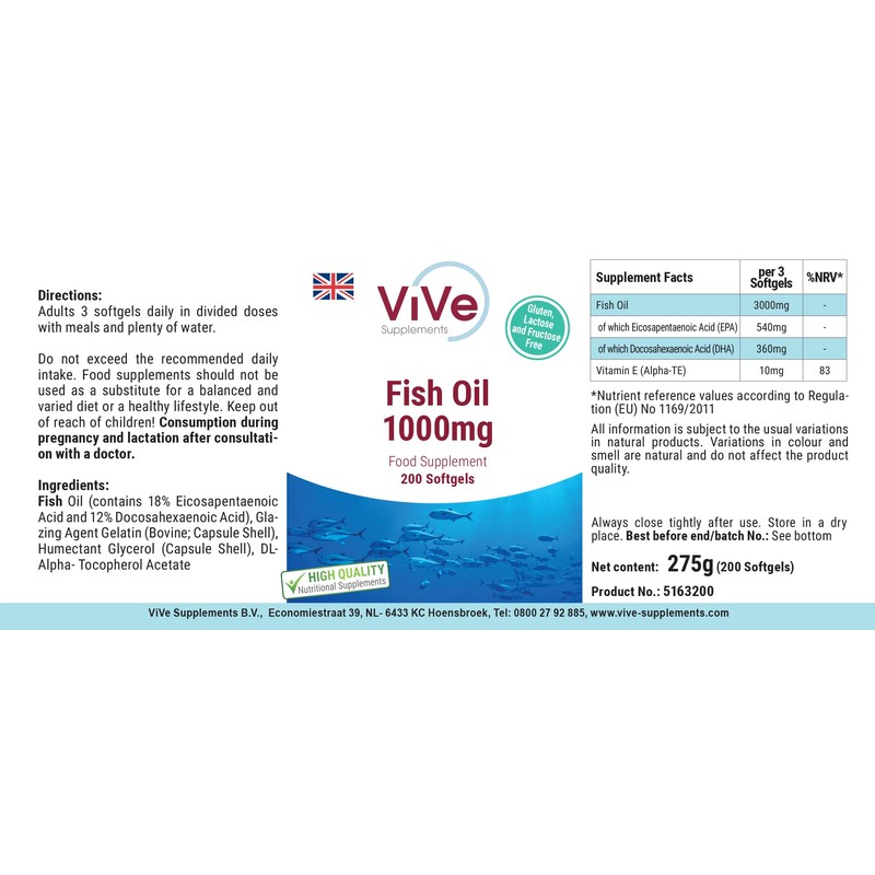 Fish Oil - 200 Softgels - 3000 mg per Daily