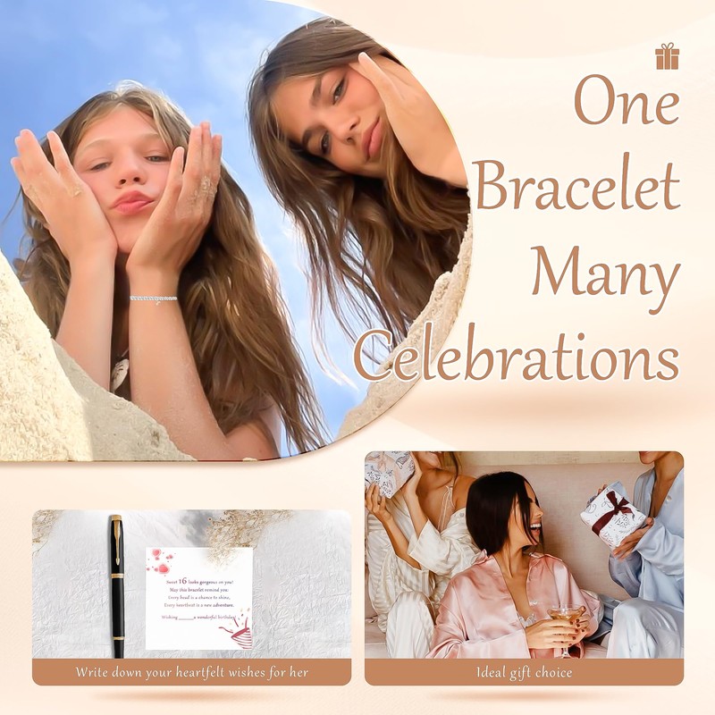 vidonio 16th Birthday Gifts for Women,Adjustable 925 Sterling Silver Bracelet