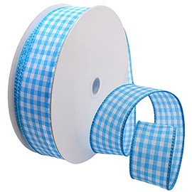 Morex Ribbon Wired Checkmate Ribbon, 1.5 inch by 50 Yards, Turquoise, 7379.40/50-612