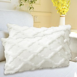 Ghope Set of 2 Wool Cushion Covers, Velvet Fur Cushion, Sofa Cushion, Soft Couch Cushion, Decorative Cushion Cover with Hidden Zip, Cushion Cover for Sofa, Bedroom, Living Room