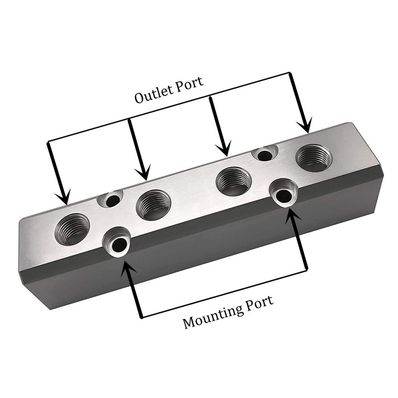 XMHF 4 Way Pneumatic Manifold Air Distribution Block, Compressed Air