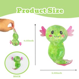(1Pcs) Sensory Fidget Stress Axolotl Toy,Cute Malt Sugar Filled Axolotl Fidget，Party Favors Axolotl Taba Squeeze,Salamander Animal Squishy Toy,Sensory Fidget Toy for Kids，Adults Soothing（Green）