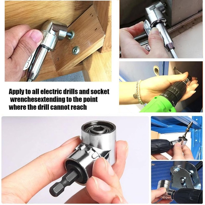 105 Degree Right Angle Drill Adapter,Right Angle Drill Attachment,1/4" Hex