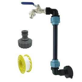 SyiXute 1 Kit IBC Gooseneck 3/4 Inch Outlet Tap, 3/4 Inch IBC Adapter, S60 x 6 Tap Stopcock for 1000 L Rainwater Tank, Rain Barrel, IBC Container