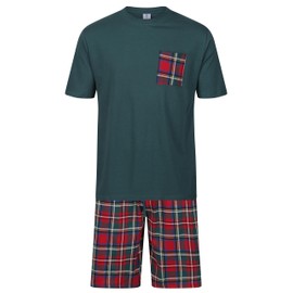 Mens Short Pyjamas PJ Set Premium Sleep Lounge Tartan Plaid Nightwear M-XXL New (PP Tartan Green XXL)