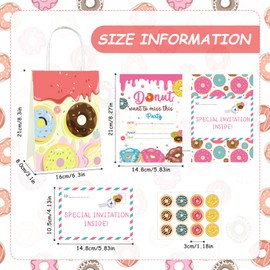 24 Pack Gift Bags and Birthday Party Invitations with Envelopes Reusable Party Favor Kraft Bag with Handles Loot Bags for Goodie Treat