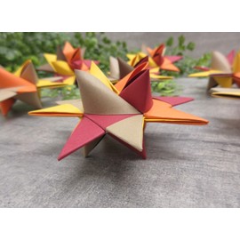 Handmade by CREATIONS by Sabine Set of 8 Paper Stars Fall Colors 3 1/2 Inches Autumn Thanksgiving Decor Seasonal