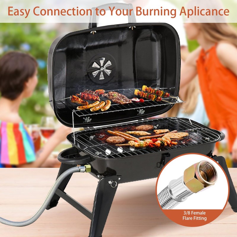 24 FT Propane Hose Extension-High Pressure Braided Gas Line Hose