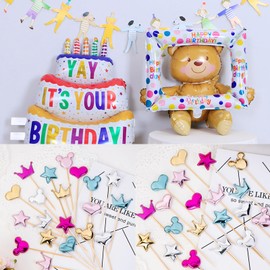 KASESSS 25 Pcs Inflatable Photo Booth Props, Birthday Party Photo Booth, Photo Booth Frame, Inflatable Party Props, Selfie Frame, Photo Booth Props Birthday, Birthday Decorations for Girls Party