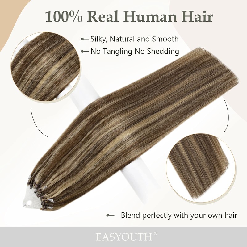 Easyouth Brown Micro Ring Extensions Highlighted Micro Ring Real Hair
