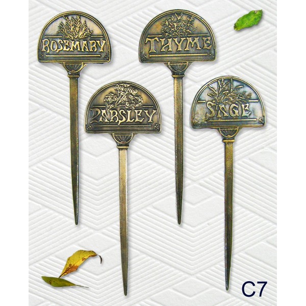 Solid Brass Herb Markers - Set of 4 Pcs