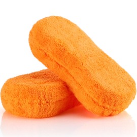 Tanlade 2 Pack Large Microfiber Car Wash Sponge for Car Cleaning, Non Scratch Car Sponges for Washing Microfiber Car Wash Supplies for Cars, Trucks and Motorcycles (Orange)