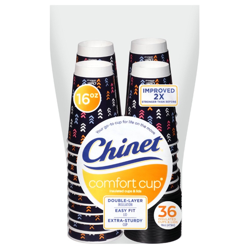 Chinet Comfort-Cup 72 Count Double-Wall Hot Cups & Lids, 16