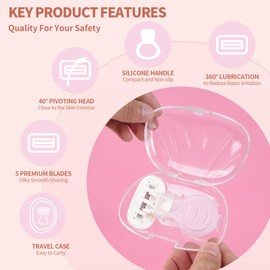 Yixtuo Travel Mini Razors for Women, On The Go Razor with 1 Travel Case + 1 Handle + 5 Blade Refills. Organic Aloe Vera Travel Shaver,Yixtuo Mini Shaver, Suitable for Legs, Hands, and Arms (pink)