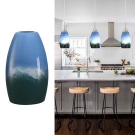 Viinew Glass Pendant Lamp Shade - Fantastic Blue Art Glass Shade Mini Oval Light Shade Replacement - Only for Kitchen Island 1-Pack