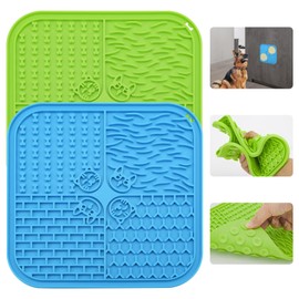 Lick Mat Dogs Slow Feeder, Licking Pad with Suction, Anxiety Relief for Dog Cat Bathing Training (Green)
