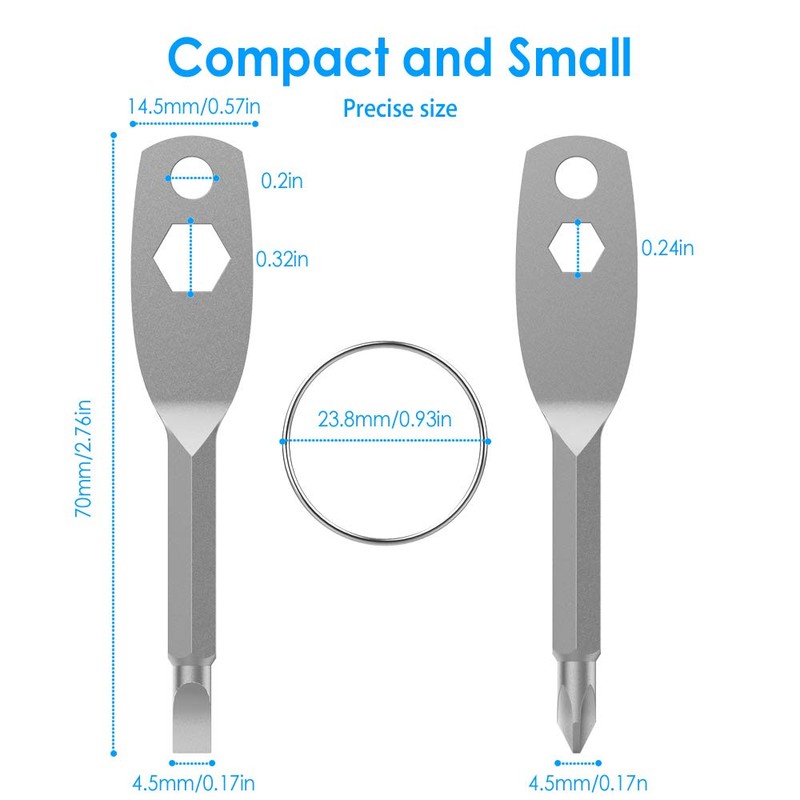 Screwdriver Keyring Set Comprise Flathead Screwdriver and Phillips Screwdriver&Wrench Tool,Portable