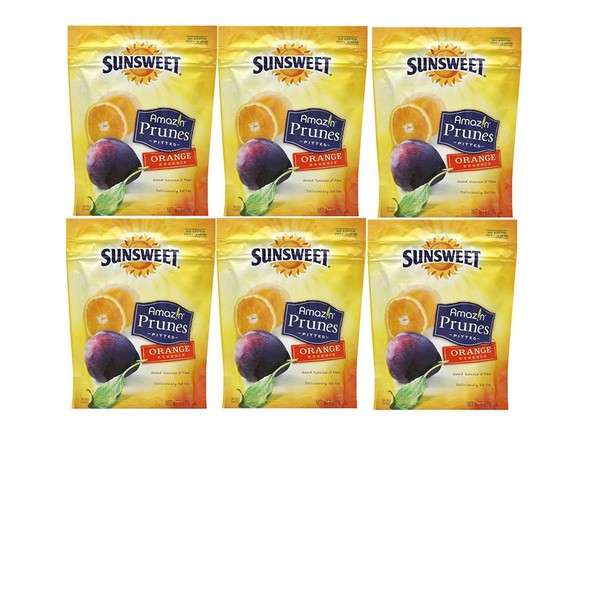 Sunsweet Amaz!n Prunes, Pitted, Orange Essence 6oz (Pack of 6)