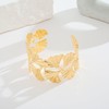 HUAYUNFANG Gold Chunky Cuff Bangle Bracelet For Women Ginkgo Leaf