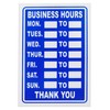 3 x Business Hours Sign Blue High Contrast Opening Closing