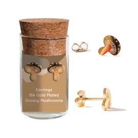 Plant Dosage Stainless Steel Groovy Mushroom Stud Earring - 18k Gold Plated - Eco-Friendly Packaging - Plastic-Free
