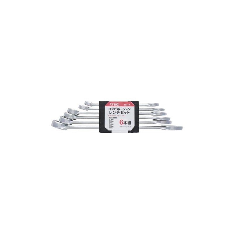 Trad Combination Wrench, Set, 6 Pairs, 8 – 17