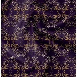 Soimoi Purple Rayon Fabric Filigree Damask Print Fabric by The Yard 42 Inch Wide