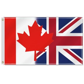 3×5 FT Canada British Combo Flag,Large Canadian UK Great Britain Decor,Double Side Digital Printed 150D Polyester Banner With Canvas Header Brass Grommet For Outdoor Indoor Parade Car