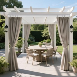 Tension Curtain Rod 51-168 In, ZYKORT Shower Curtain Rods No Drilling, Extra Long Outdoor Curtain Rod for Patio, Adjustable Spring Tension Rods for Bathroom Window, Easy to Install, Never Rust, White