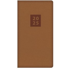 2025 Stylish Brown Textured Fabric Cover Slim Wallet Diary Week to View Planner