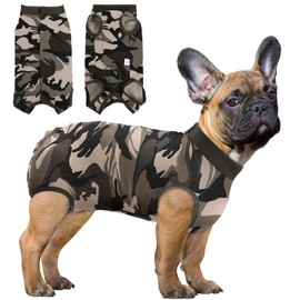 SAWMONG Dog Recovery Suit, Recovery Suit for Dogs After Surgery, Dog Spay Surgical Suit for Female Dogs, Dog Onesie Body Suit for Surgery Male Substitute Dog E-Collar Cone, Camouflage, Small