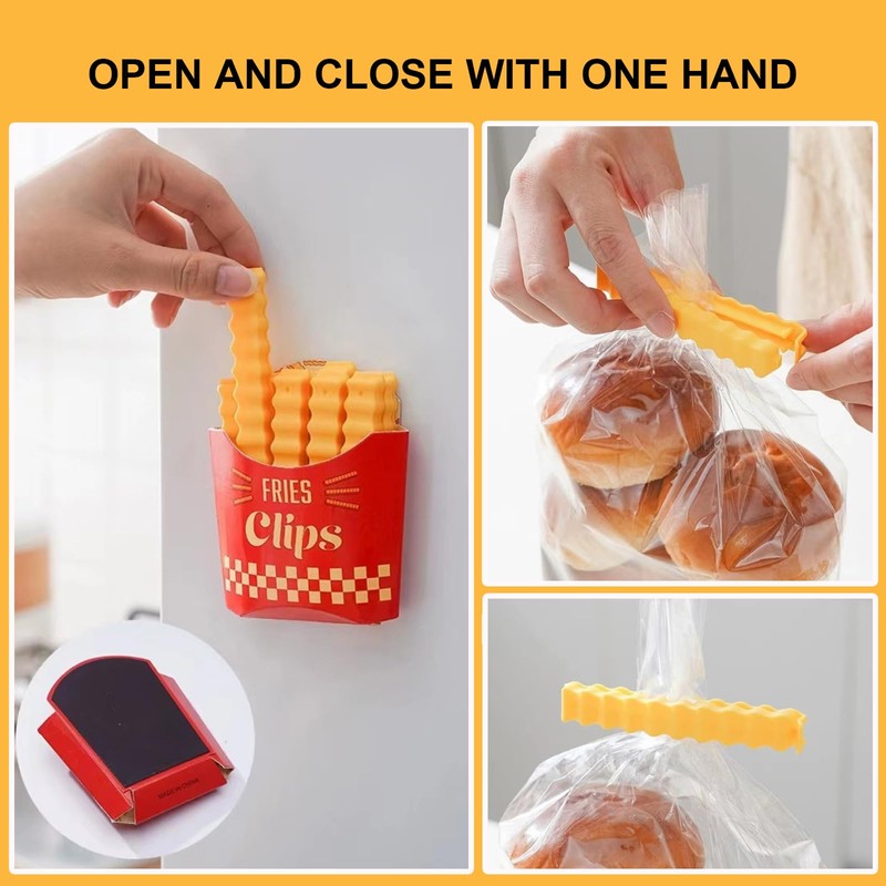 Cute Potato Fry Design Food Clips - Durable Food Bag