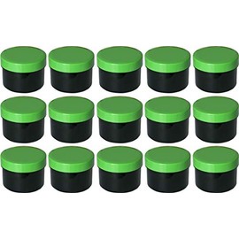 15 Ointment Containers Cream Containers Flat Black 35 ml with Green Lids Made in Germany