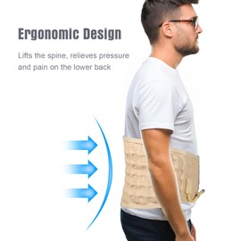 Oramuon Decompression Back Belt, Back Support Belt for Men and Women, for Back Pain and Nerve Pain, Back Brace and Back Traction Device for Waist Circumferences of 74-124 cm, Blue