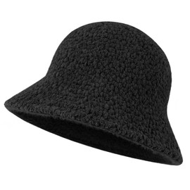 GADIEMKENSD Winter Plush Bucket Hat Faux Fur Fuzzy Bucket Hats for Women Warm Fluffy Sherpa Hat Furry Fisherman Hat Black