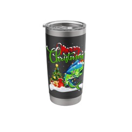 Xmas Tree Lighting Santa Hat Mahi Mahi Fish Christmas Stainless Steel Insulated Tumbler
