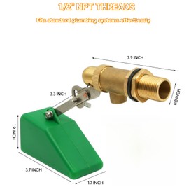 SLWHYZL 1/2 Inch Brass Float Valve Heavy Duty Water Tank Valve for Livestock, Automatic Water Level Control for Stock Tanks Ponds