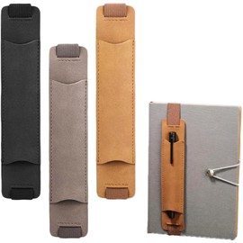 Pen Pouch Pencil Holder Adjustable Elastic Band PU Leather Pen Sleeve Pouch Case fits for Notebook, Planners, Binders and Books Hardcover Journals Notebooks Planners (3PCS,3Colors)