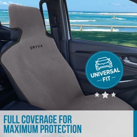 DryvaSeat - Premium Microfiber Towel Car Seat Cover - Waterproof & Sweatproof - Universal Fit, Machine Washable, Non-Slip - Seat Protector for Car, Truck, SUV, Van (Gray, 2 Pack)