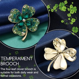 EAVUYIS Clover Brooch with Rhinestones, Women's Brooch for Scarves, Scarves or Ponchos, Brooch, Gift for Mum, Girlfriend and Sister