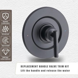 Replacement Trim Kit, Compatible with Moen T2901BL Gibson Posi-Temp Shower Trim Kit – Fits Shower/Tub Pressure Balanced Valves 2510, 2520, 2570, 2590, Matte Black